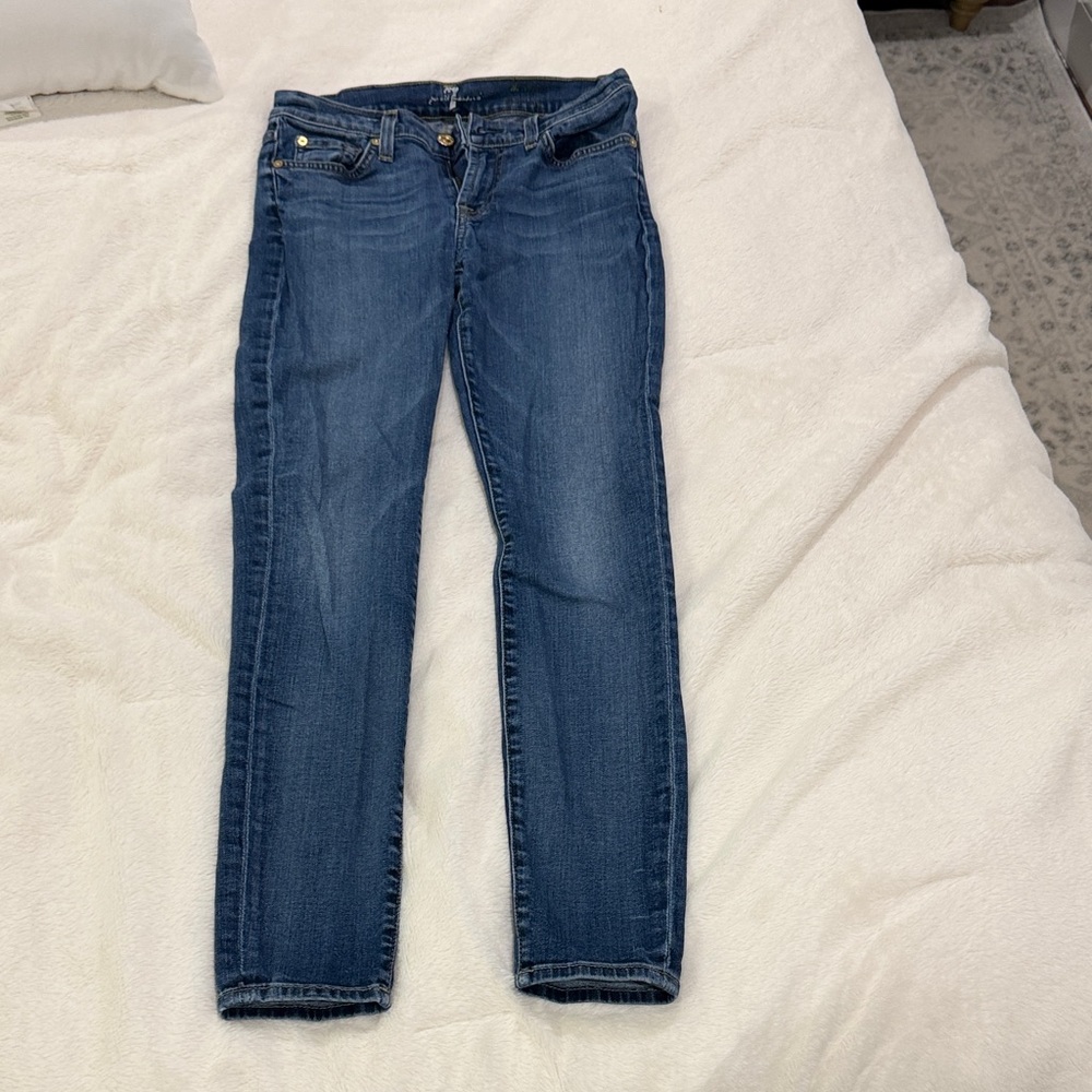 7 For All Mankind Blue Skinny Jeans